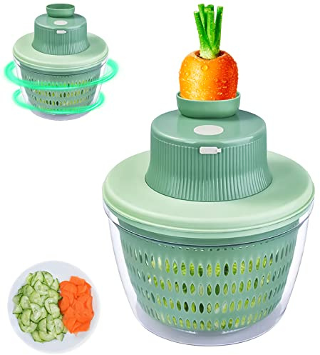 Essoreuse à salade et hachoir à salade, essoreuse à salade QuickPush Sèche-légumes Rangement compact Cycles de rotation rapides Lavage à légumes Séchoir à salade Saladier et Passoire