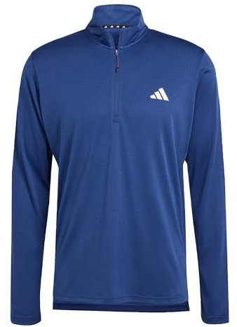 adidas Hombre Train Essentials Training 1/4-Zip Long Sleeve tee, Dark Blue, XL