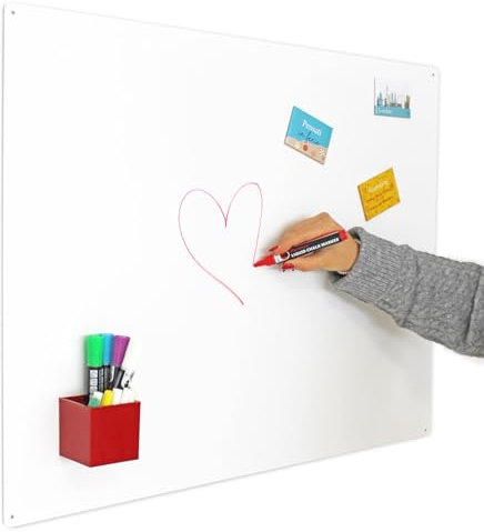 KalaMitica Magnettafel - Kreidetafel Magnetisch, Magnetpinnwand für jede Art von Magneten - Raues Weiß - 74x57 cm