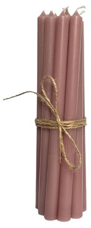 ukiyo 12er Pack dünne Stabkerzen H:20 cm Ø:1,3 cm div. Farben Brenndauer 2,5 Stunden Kerze Advent Weihnachten, Farbe:Altrosa