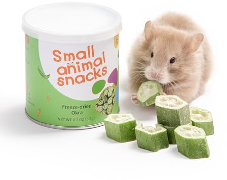 Niteangel hamstersnacks och godisleksak – naturligt godis för dvärghamstrar, syriska hamstrar, robo hamstrar, gerbils, möss, degus eller (Freeze-Dried Okra-0,2 oz (5,5 g))