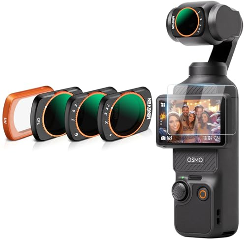 MINGVEN Magnetic Adjustable ND Filters Set for DJI Osmo Pocket 4/Pocket 3/Xtra Muse Camera Accessories, Adjustable ND Filters 1-5 Stops + 6-9 Stops - 4 Pack (CPL, UV, VND2-32 VND64-512)