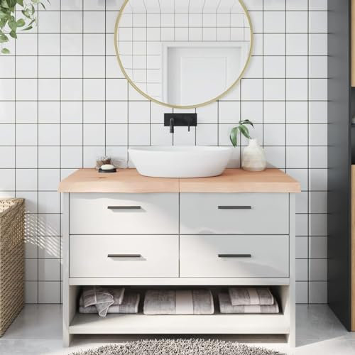 CIADAZ Waschtischplatte 120x60x6 cm Massivholz Unbehandelt, Arbeitsplatte, Holzplatte, Schreibtischplatte, Waschtischplatte, Küchenarbeitsplatte - 3156048