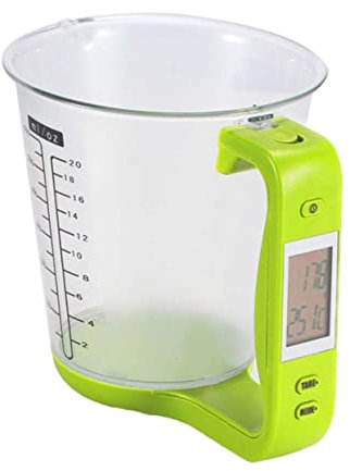 OUNONA Digital Measuring Cup 1000g/1g LCD Display Multifunction Electronic Kitchen Cup for Milk Powder Mixing Light Green