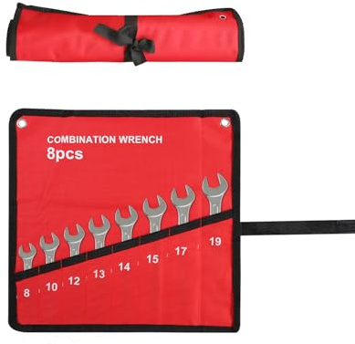 Tissting Rolltasche Schraubenschlüssel 8 Pockets Rolltasche Werkzeug | Maulschlüssel Tasche Leer Schraubenschlüssel Rot Leinwand Werkzeugrolle für Heimwerker, Elektriker, Handwerker