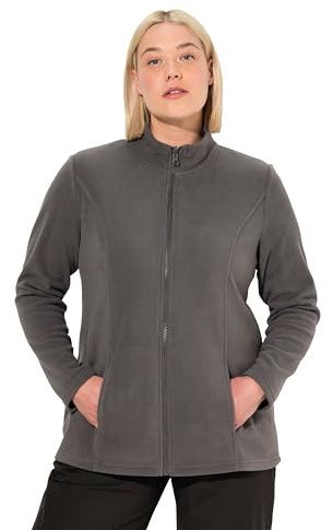 Ulla Popken Damen Fleecejacke, Baukastensystem, Innenjacke, Stehkragen, Graphitgrau, 54-56 EU