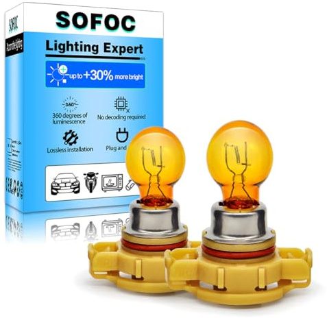 SOFOC PSX24W Birne 12V Blinker Vorne Amber Gelb Nebellampe Starke Durchdringung PSX Halogenbirne 24W 2Stk