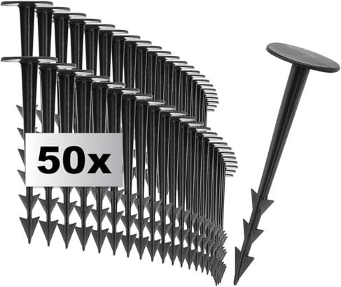 com-four® 50x Befestigungsstifte für den Boden, Erdanker aus Kunststoff | Fixierungshaken für Unkraut- und Gartenflies - Bodennägel mit Widerhaken