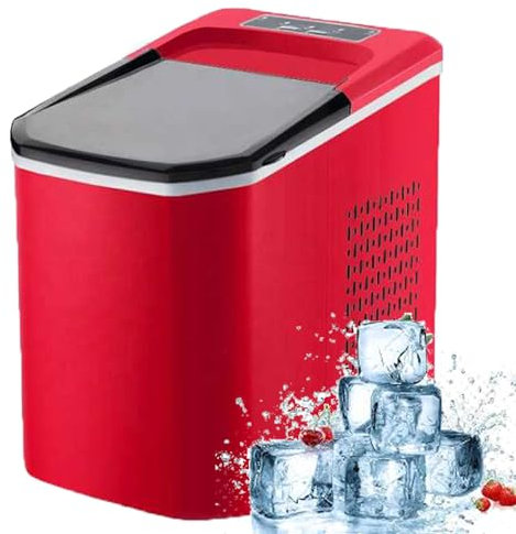 星姿 Pequeñas máquinas de hielo portátiles para el hogar, máquina de cubitos de hielo autolimpiable, tamaño de cubo de hielo ajustable, con cuchara de hielo y cesta, 9 cubitos de hielo listos en 8