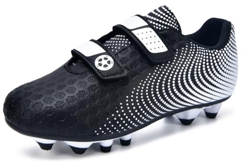 AQTDUAJ Kids Football Shoes Childrens Football Boots Boys Size 1 Junior Football Training Shoes Girls Astro Turf Soccer Shoes Unisex Summer Outdoor Sports Shoes Running Shoes Black-White