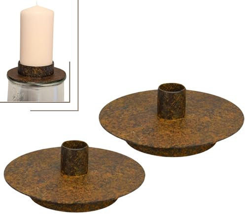 Kerzenhalter Metall für Stumpenkerzen 2er Set- Doppelseitiger Kerzenständer passend für Gläser - Geeignet für Stumpen- Tafelkerzen - Gartendeko