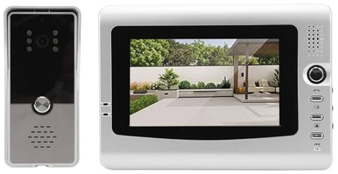 Système D'interphone Vidéo Filaire, Caméra de Sonnette Vidéo de 7 Pouces avec Moniteur, Visiophone Filaire, Kits de Caméra HD 6 Lumières Infrarouges, pour Villa, Bureau, (Argent