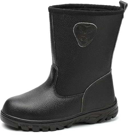 SDEQA Bottes de Sécurité Homme Hiver Chaussures de Travail Embout Acier Confortable Montantes Doublure Chaude Bottes de Travail,Noir,43 EU