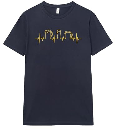 Pampling Camiseta de Manga Corta, 100% Algodón, Ropa Unisex para Hombre y Mujer, Serigrafiada con Cuello Redondo y Corte Recto, Color Azul (Beer Pulse)