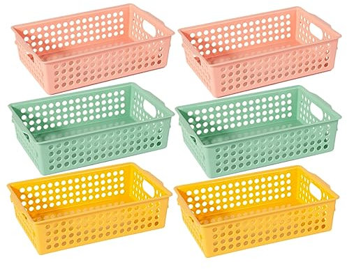 Alipis 6pezzi Cestini Plastica Per Organizzazione Con Manici Cestini Decorativi Per Scrivania Cucina e Bagno Design Multifunzionale Per Frutta e Piccoli Oggetti