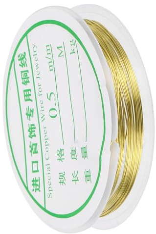 QUARKZMAN 0,5 mm / 24 Gauge Kupferdraht für die Schmuckherstellung, 1 Rolle Craft Anlaufbeständiger Perlen Draht für Schmuckherstellungszubehör (Gold) - 6m