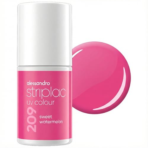 alessandro Striplac Peel-Off UV Gel Nagellack, Sweet Watermelon, 6,5ml | Hochpigmentierter UV Gel Nagellack, bis zu 15 Tage Halt, kratzfest, acetonfrei & abziehbar, HEMA-frei & vegan