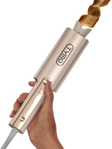 TYMO CurlPro Plus Automatic Rotating Curling Iron - Upgraded Long Barrel Curling Wand for Long Hair, Ceramic Hair Curler for Women, Anti-Scald, Tangle-Free, 600M Ionic, Dual Voltage, Gold, 1 1/4 Inch