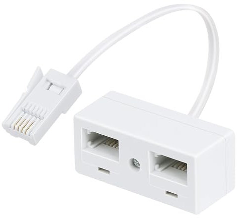 1 Pcs BT Telephone Splitters 2 Way Sockets, Splitter UKTelephone Adapter, UKTelephone RJ11 Male Plug to Double Female Socket Extender, for UKLandline Telephone FAX Modem Cable Adapter and Converter