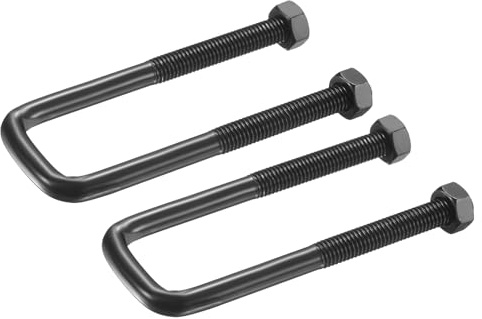 sourcing map 2 juegos de pernos en U cuadrados M8, 25 mm de ancho interior 100 mm de largo, perno de abrazadera en U de acero inoxidable 304 galvanizado con tuercas para automóvil, remolque, sendero