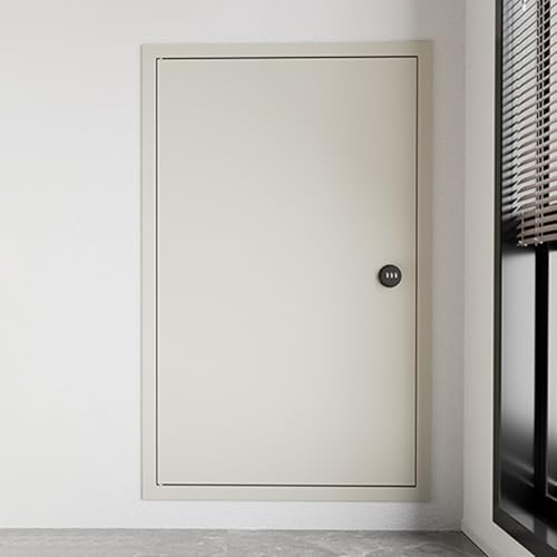Insulated Attic Access Door Panle Aluminum with Combination Lock, Customized Concealed Maintenance Doors for Air Conditioning Outdoor Unit/Water Service HVAC(Beige,WxH 60 x 115 cm)