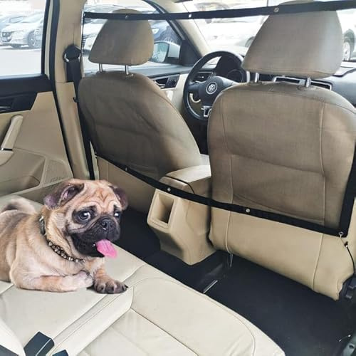 STARROAD-TIM 110X60CM Hunde Auto Barriere Fahrzeug Haustierbarriere Rücksitz Mesh Dog Car Divider Net mit Seil einstellen und Haken geeignet für SUV-Pickup und Kleinwagen