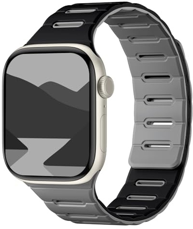 Bandletisk dubbelsidig vändbar rem kompatibel med Apple Watch-rem 49/46/45/44/42/41/40/38 mm, magnetiskt mjukt silikon sportband för iWatch Ultra 3/21 serie 11 10 9 8 7 6 5 4 SE 3 2 1 kvinnor män, 38