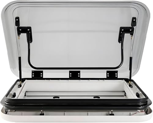 GAYAYAS Finestra di Uscita per Camper, botola di Ventilazione, Finestra per Camper, roulotte, Camper, finestre Esterne, lucernario per Camper con Luce LED, lucernario a Spinta 500 * 500mm