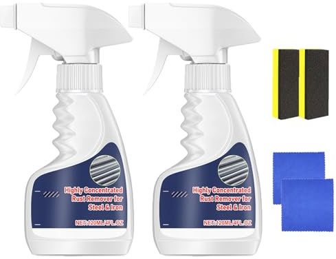 Dissolvant de rouille en métal robuste, dérouillé hautement concentré, puissant dérouilleur métallique très efficace, pulvérisateur convertisseur antirouille, spray anti-rouille instantané (2PCS)