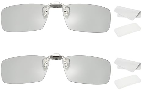 sourcing map Juego de 2 gafas polarizadas 3D con clip, marcos cuadrados pasivos de gafas de visualización 3D con funda de vidrio y paño para gafas para imagen MAXimum, películas, teatro, juegos, TV