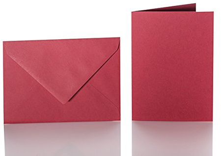 Paper24 Faltkarten Set mit Brief-Umschlägen je (25 Stück in der Farbe Bordeaux) DIN C6 114x162 mm A6 150 x 100 mm