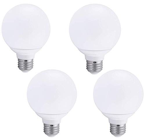 Lxcom Lighting G95 LED Bulbs 9W Globe Vanity Light Bulbs E26/E27 Base Daylight White 6000K 90W Equivalent for Makeup Vanity Mirror Bathrooms Lamp, AC 85V-265V (4 Pack)