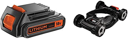Black+Decker 3-in-1 City Mähaufsatz (40-60 mm Schnitthöhe für Rasentrimmer) + Black+Decker Li-Ion Slidepack Akku (18V 2,0Ah, passend für alle Black+Decker 18V-Gartengeräte)