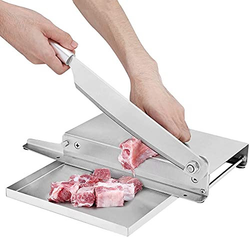 Moongiantgo Manueller Fleischschneider Edelstahl Fleischknochen Schneider Maschine für Rippen Jerky Frozen Fleisch Kräuter, rutschfest, rutschfest, für den gewerblichen Gebrauch (20,3 cm)