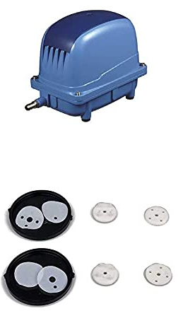 AquaForte Energiesparende Luftpumpe AP-80, 84 l/min (bei 1 m), Max. Druck: 3,6 m, 55 W + Membranenset AP-60/80/100 Membranensatz, Ersatzteil, Schwarz, Weiß