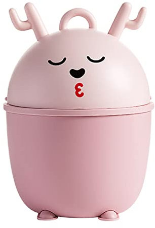 YUNHOME Mini Poubelle Poubelle De Table Corbeille Papier Poubelle De Bureau De Dessin Animé Mini Seau De Rangement Créatif Avec Couvercle Salon Petit Panier À Papier Corbeille À Papier,Rose