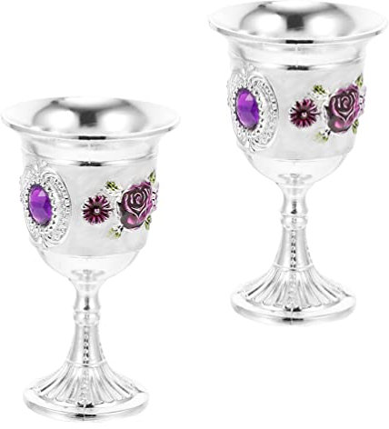 TOPBATHY 2 Piezas Copa De Vino Blanco Delicada De Aleación Recipiente Para Fiestas Grabado Creativo De Flores Copa Para Eventos Especiales