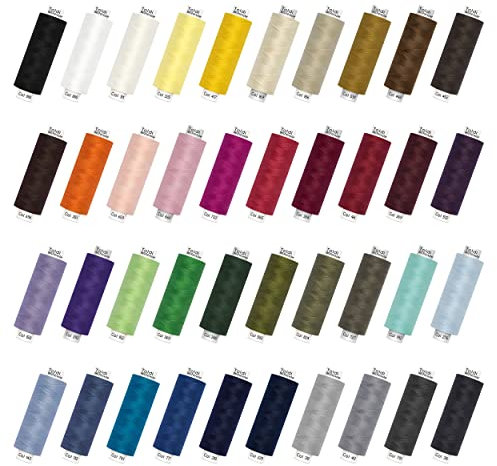 AMZ - Gütermann TOLDI Nähgarnset - 40 Rollen á 500m - Allesnäher Garn Set + Nahttrenner + Farbkarte