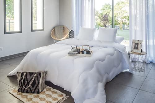 Blanrêve - Piumino sintetico leggero e traspirante - Anti acari - per letto matrimoniale - bianco - 260 x 240 cm - Made in France