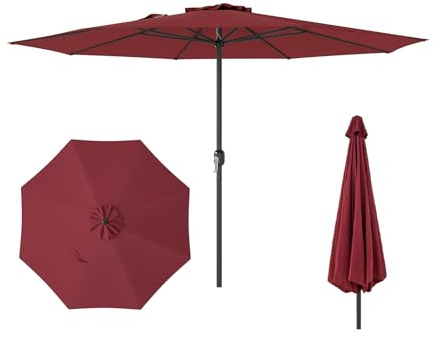 RELAX4LIFE Ombrellone da Giardino 290 cm, Ombrellone Parasole da Esterno, Inclinazione Regolabile, Tettuccio Ventilato, Sistema a Manovella, Ideale per Cortile Piscina Giardino (Bordeaux, 290cm)
