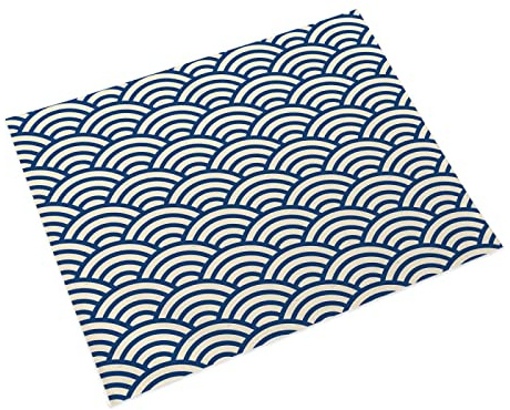 Manteles Individuales Azul Real Ondulado Mantel Individual Algodón y Lino Lavable Salvamanteles Individuales Resistente al Calor Bajoplatos Individuales Mesa Tapetes para Mesa 30x45cm 2 Pcs