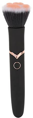 Make-up-Pinsel Foundation Blush, Elektrischer Massagepinsel mit 10-Gang-Vibration, Veganes Make-up-Tool, Makellose Konturen und Definitionen, Großer Puderpinsel, Loser Puderpinsel, Schwarz