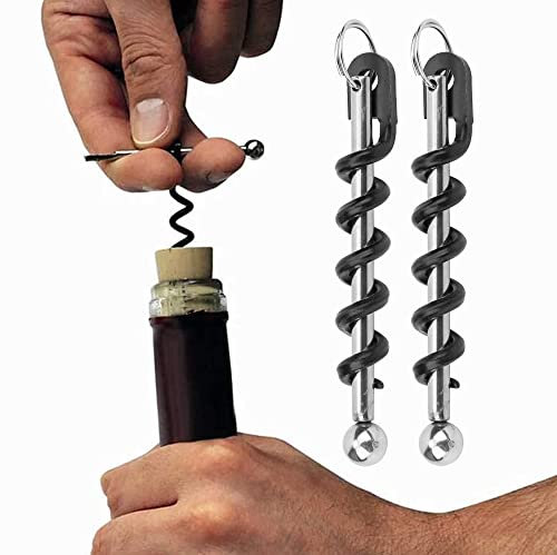 EdirFtra 2Pz cavatappi Apritappi Vino, Portachiavi cavatappi, Multi-Tool camerieri cavatappi, cavatappi manuali, Mini Portachiavi cavatappi, Portable Bottiglia di Vino Rosso Cerniera Opener Set