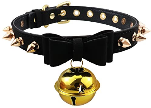LAIFEKE Schleifen-Knoten Choker Gothic Punk Nieten Kragen Halskette Verstellbare Größe Hals Zubehör (02-Schwarz)