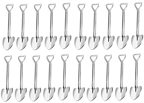 Sxdluzi Lot de 20 mini cuillères à expresso en forme de pelle - 4,7 cm - En acier inoxydable - Pour desserts, thé