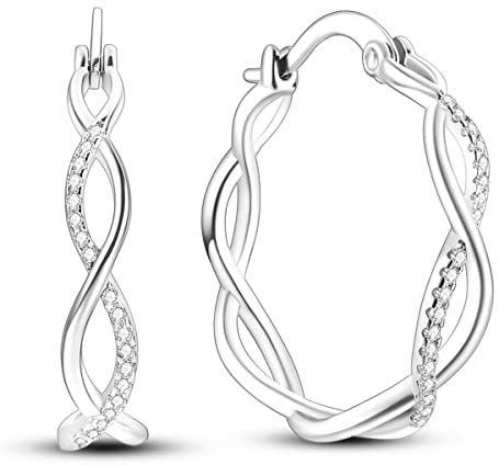 Hapour 925 Sterling Silver Hoop Earrings for Women Dangle Earrings Small Boho Earrings Rope Design for Sensitive Ears, Double Oval Huggie Hoop Earrings Gifts for Her Mother's Day Birthday