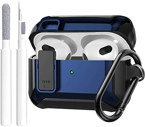 Airpods 3rd Generation Hülle Case Verschlussdeckel mit Reinigungsset, OTOPO Schutzhülle mit Reinigungsstift kompatibel mit Airpod 3rd Gen Case, Stoßfeste robuste Case für Air Pods 3rd Ladekoffer