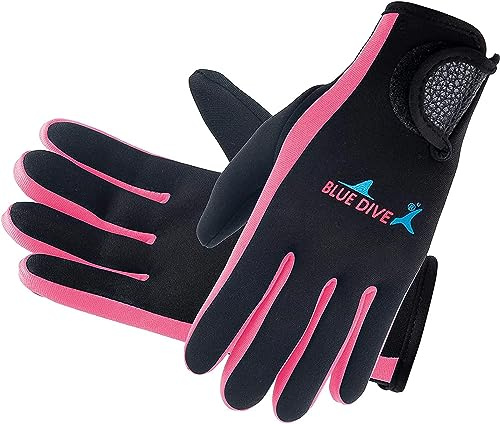 MIAOLLUN Guanti Muta in Neoprene Guanti da Nuoto Subacqueo 2Mm, per Donne Guanti da Snorkeling Elastici Caldi da Uomo Guanti da Snorkeling Regolabili,Rosa,M