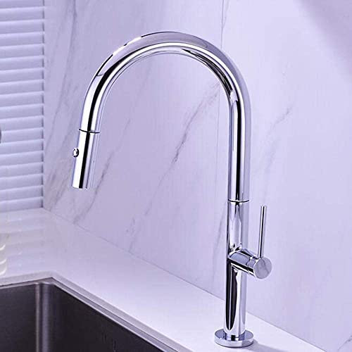 Küchenarmaturen mit herausziehbarer Brause, 2 Strahlarten, Küchenarmatur, herausziehbar, drehbar, Küchenarmatur, Spültischarmaturen für die Küche, Chrom, interessantes Leben (Chrom)