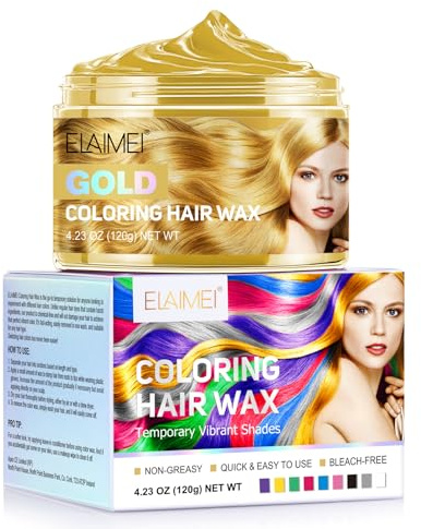 Hair Colour Wax,(Gold) Unisex Men and Women Temporary Blue Hair Dye,Washable Non Permanent Coloured Hair Spray,Hair dye Suitable for Parties, Role Playing,Christmas,Halloween and Masquerade-120g